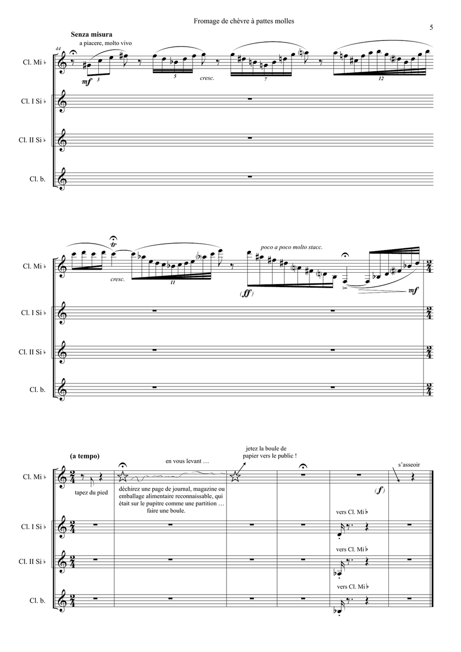 Claricatures, for clarinet quartet - score Clarinet Quartet scores gallery preview page 5