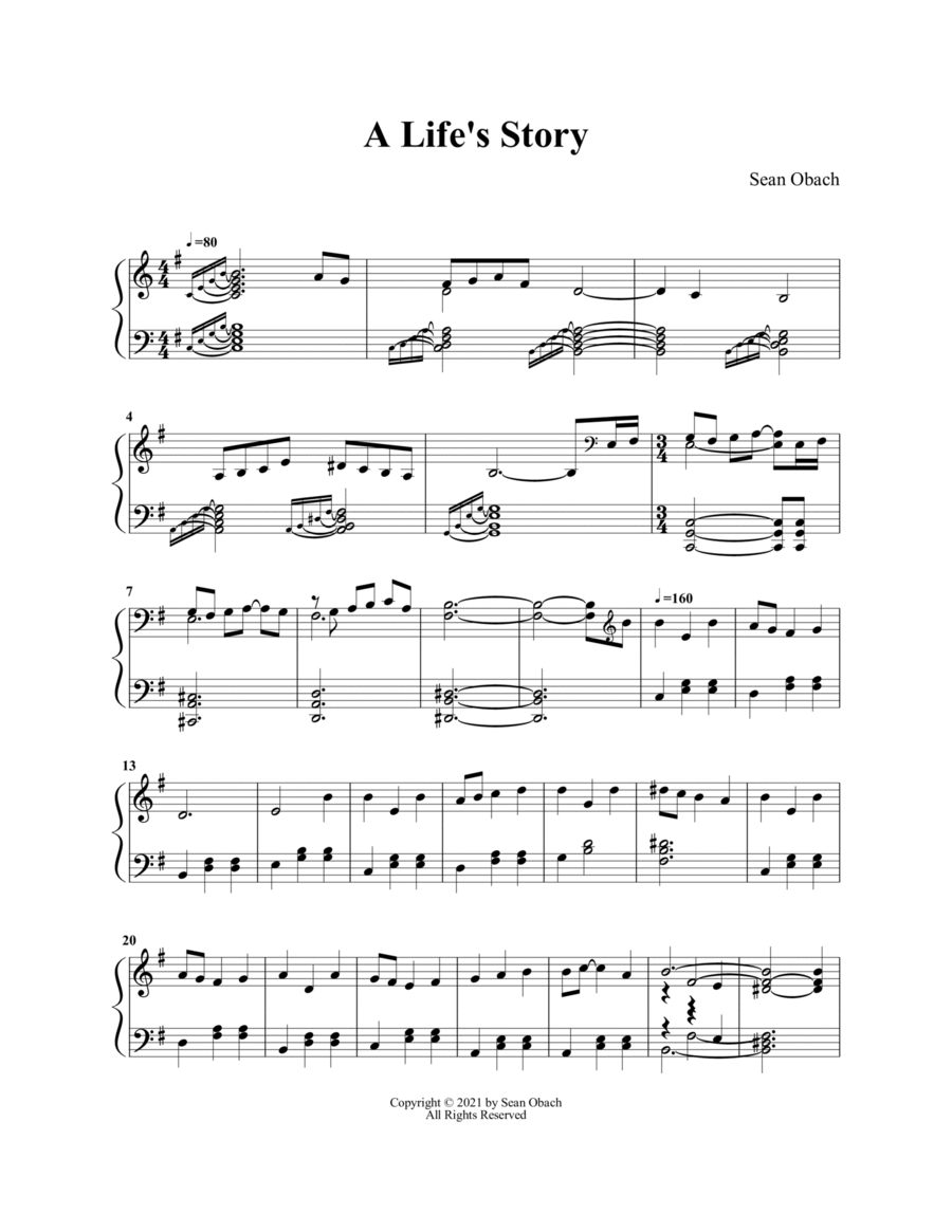 A Life's Story A Life's Story Piano Solo scores gallery preview page 1