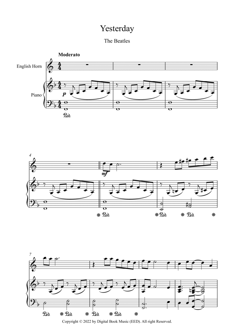 Yesterday Yesterday English Horn scores gallery preview page 1