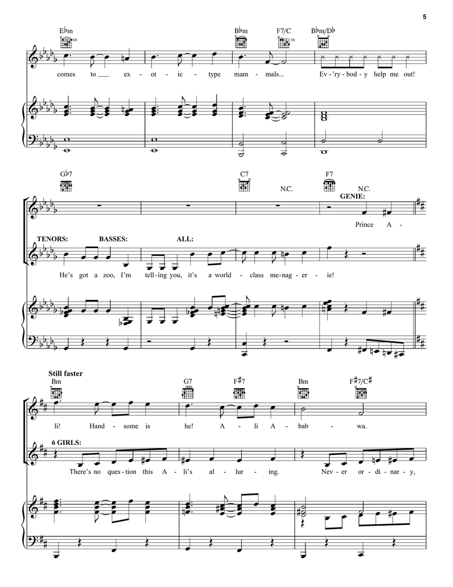 Prince Ali (from Disney's Aladdin) Piano, Vocal, Guitar scores gallery preview page 5