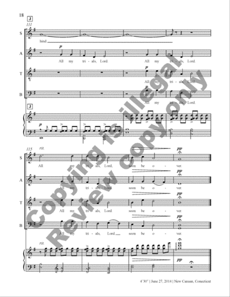 Gospel Songs: All My Trials (Piano/Choral Score) image number null