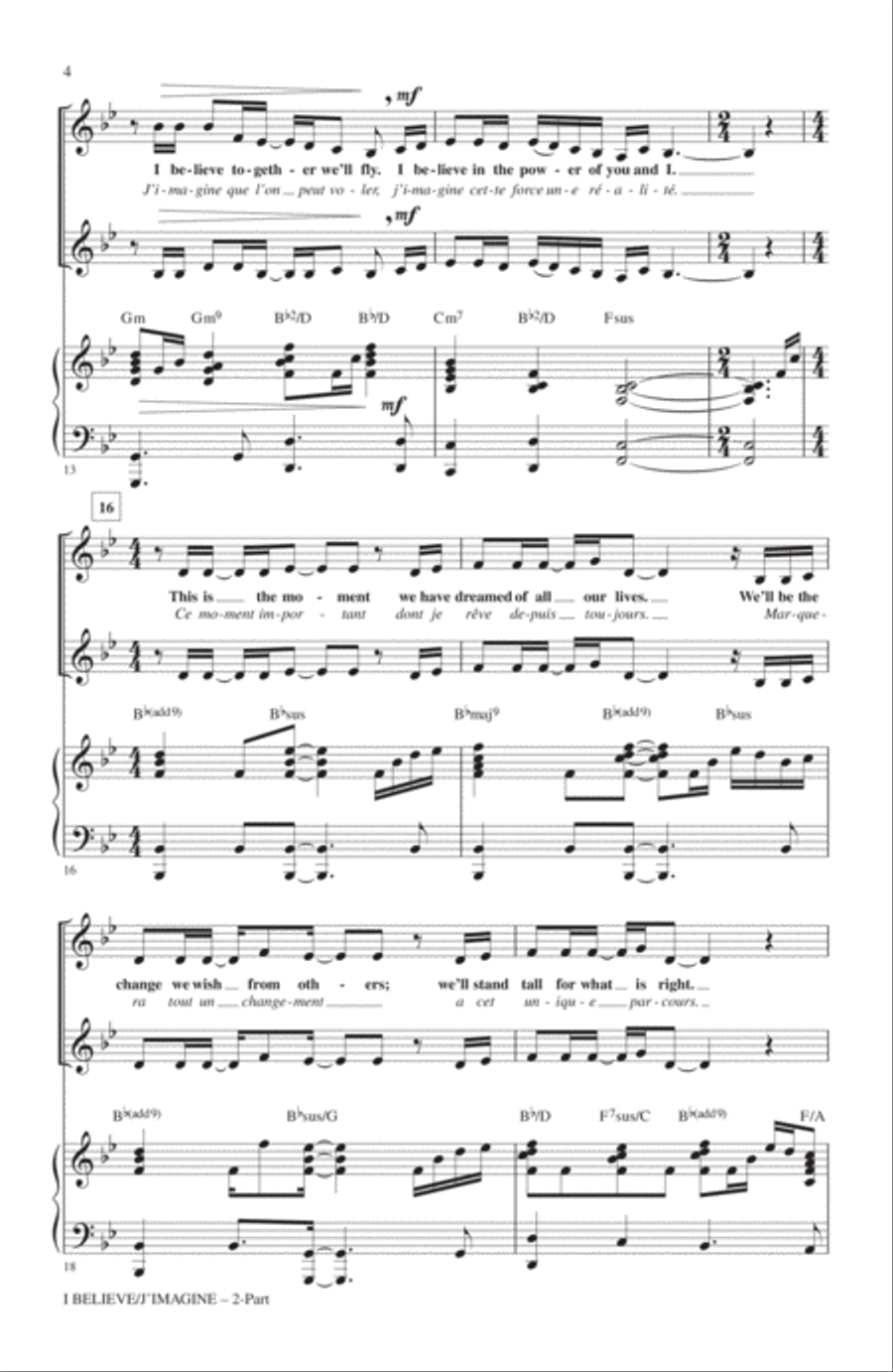 I Believe / J'Imagine 2-Part scores gallery preview page 3