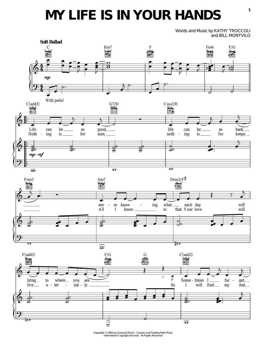 My Life Is In Your Hands Piano, Vocal, Guitar scores gallery preview page 1
