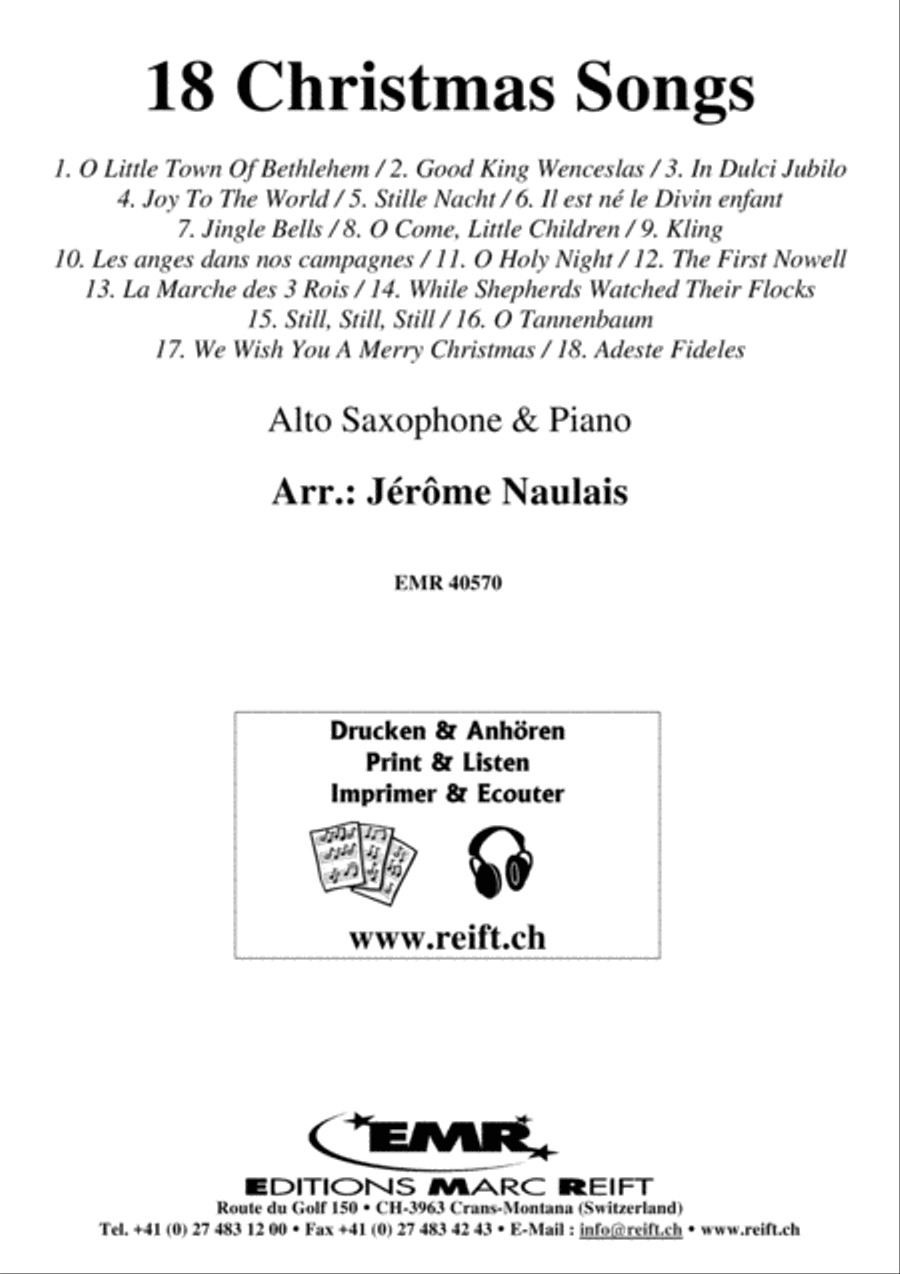 18 Christmas Songs Alto Saxophone scores gallery preview page 1