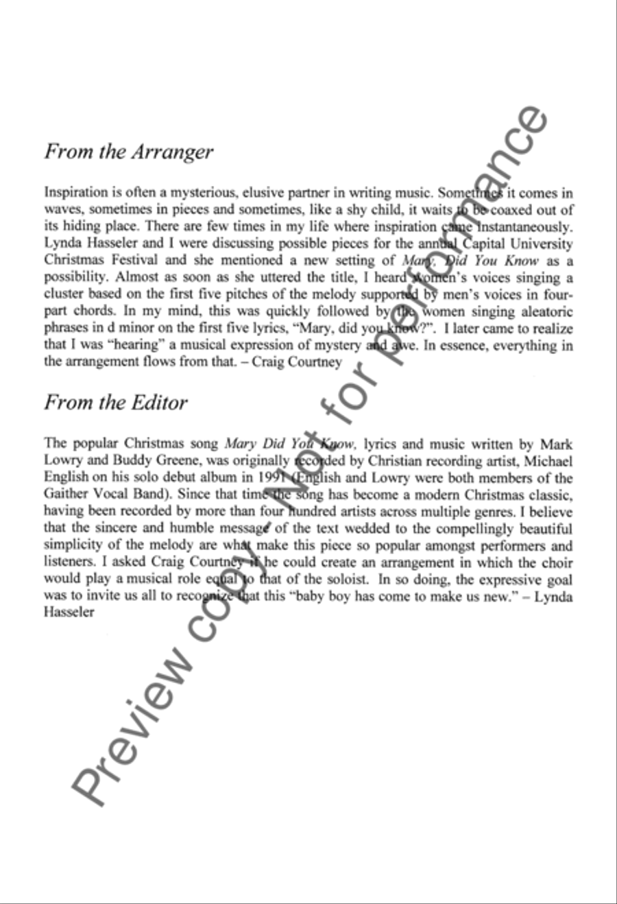 Mary, Did You Know? 4-Part scores gallery preview page 3