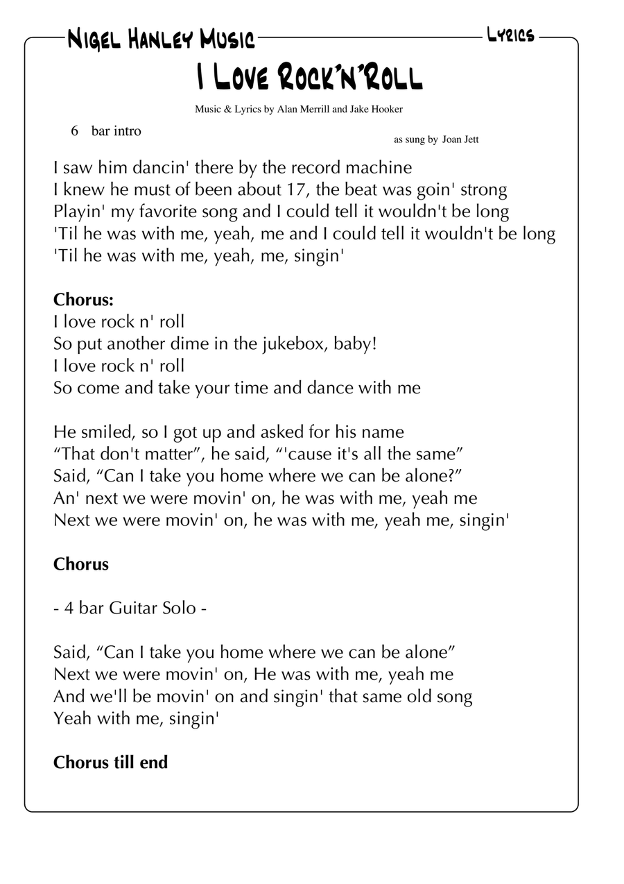 I Love Rock 'n Roll Cover Band scores gallery preview page 4