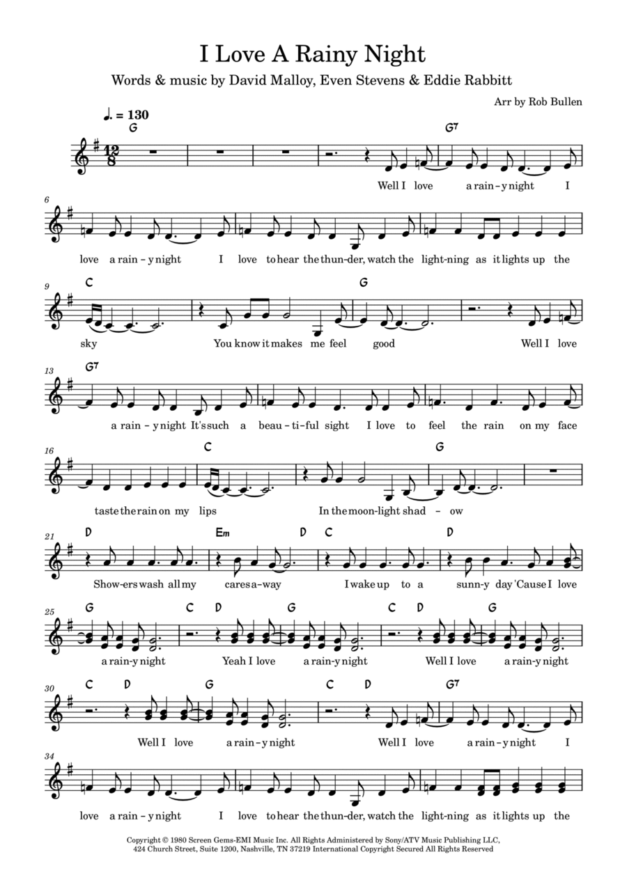I Love A Rainy Night Classical Guitar scores gallery preview page 1