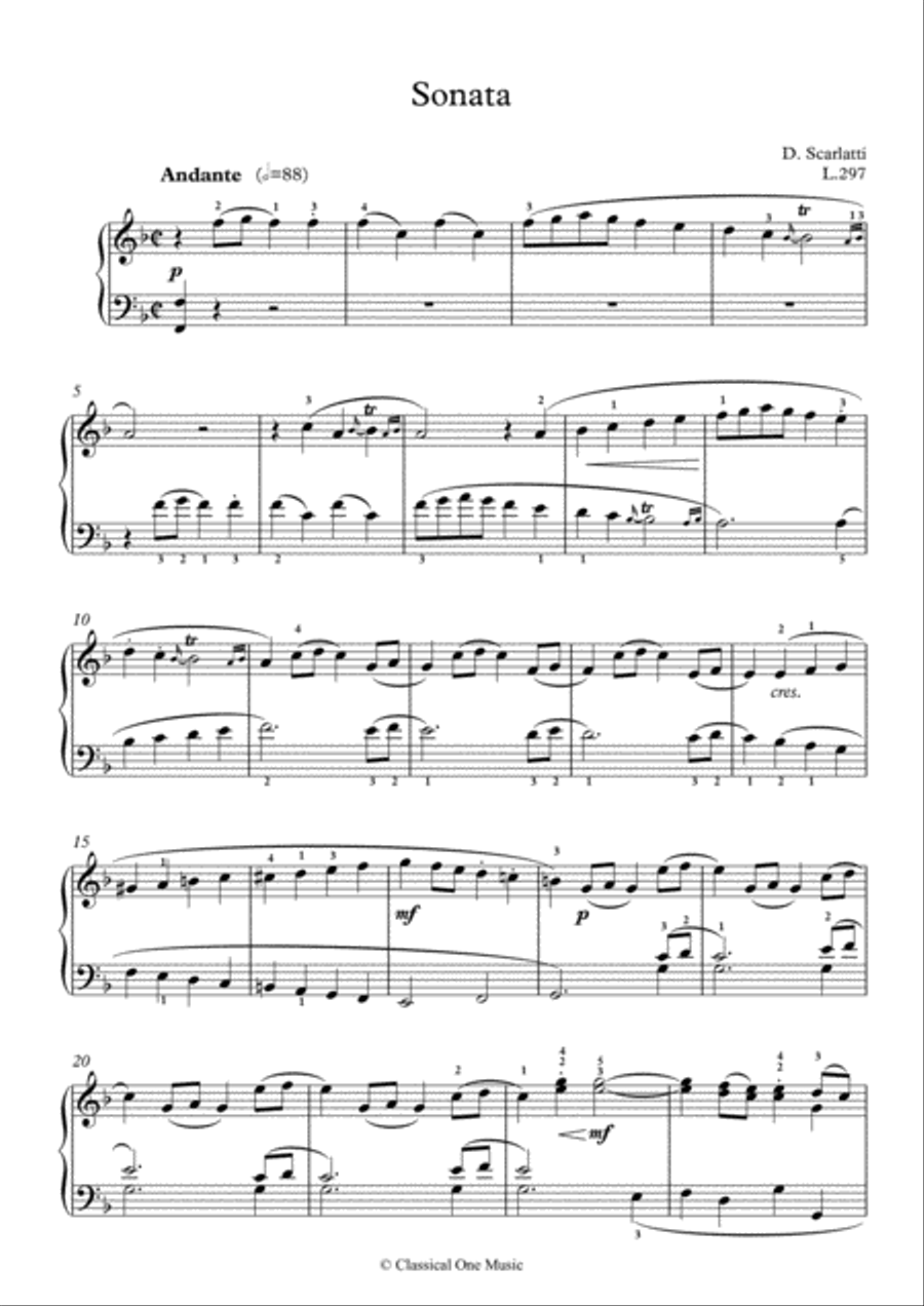 Scarlatti-Sonata in F-Major L.297 K.274(piano) Piano Solo scores gallery preview page 2