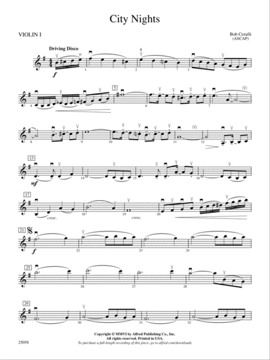 City Nights: 1st Violin Full Orchestra scores gallery preview page 1