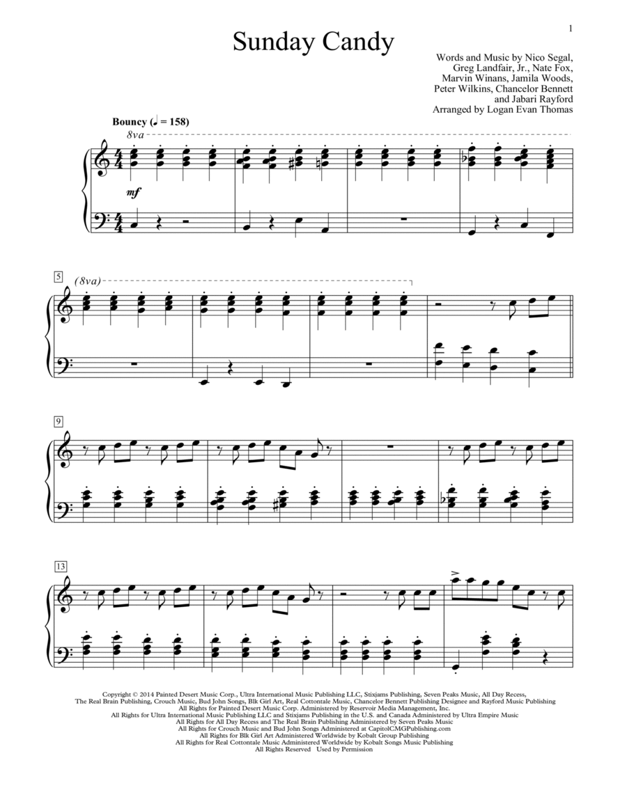 Sunday Candy (arr. Logan Evan Thomas) Piano scores gallery preview page 1