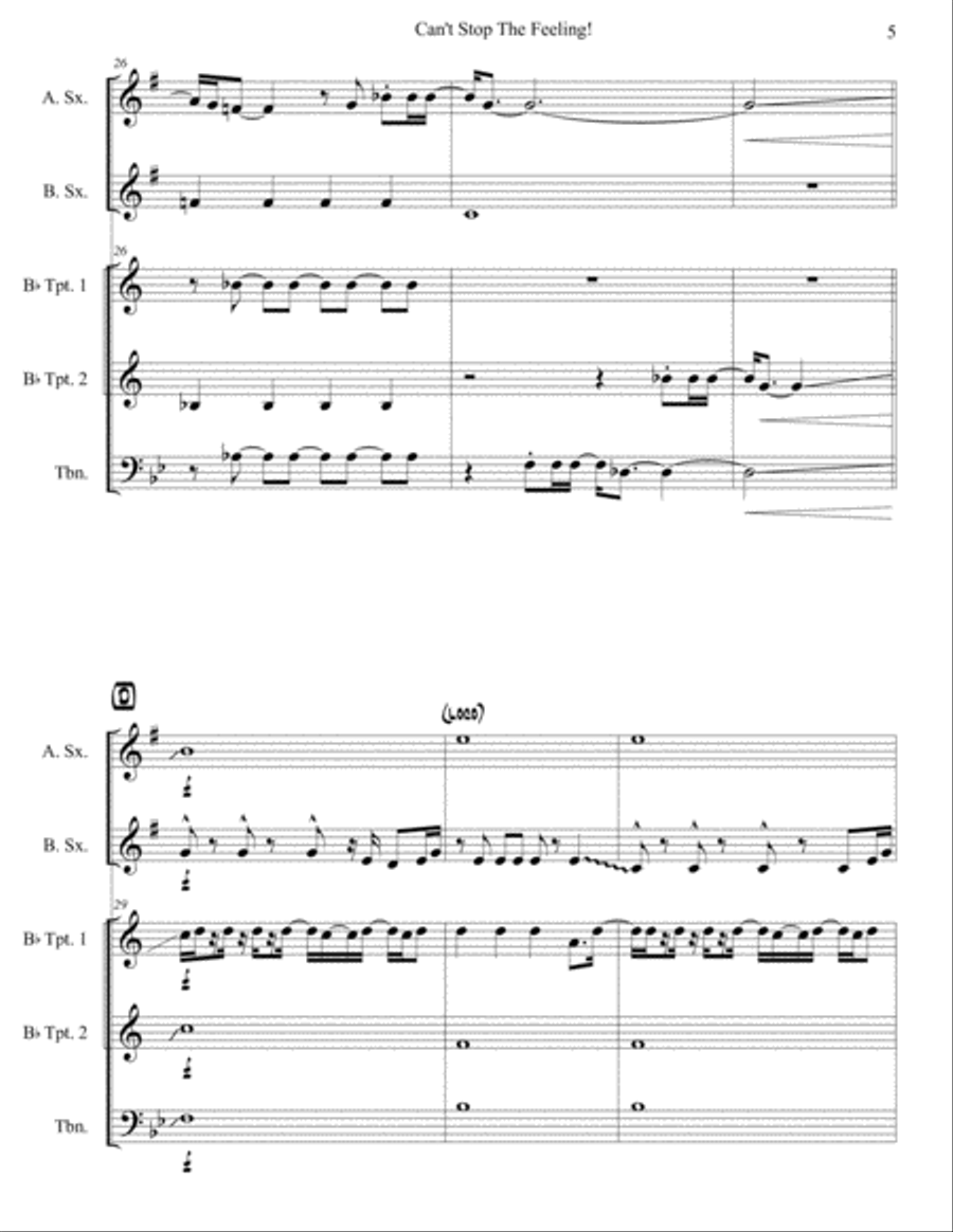 Can't Stop The Feeling from TROLLS Small Ensemble scores gallery preview page 6