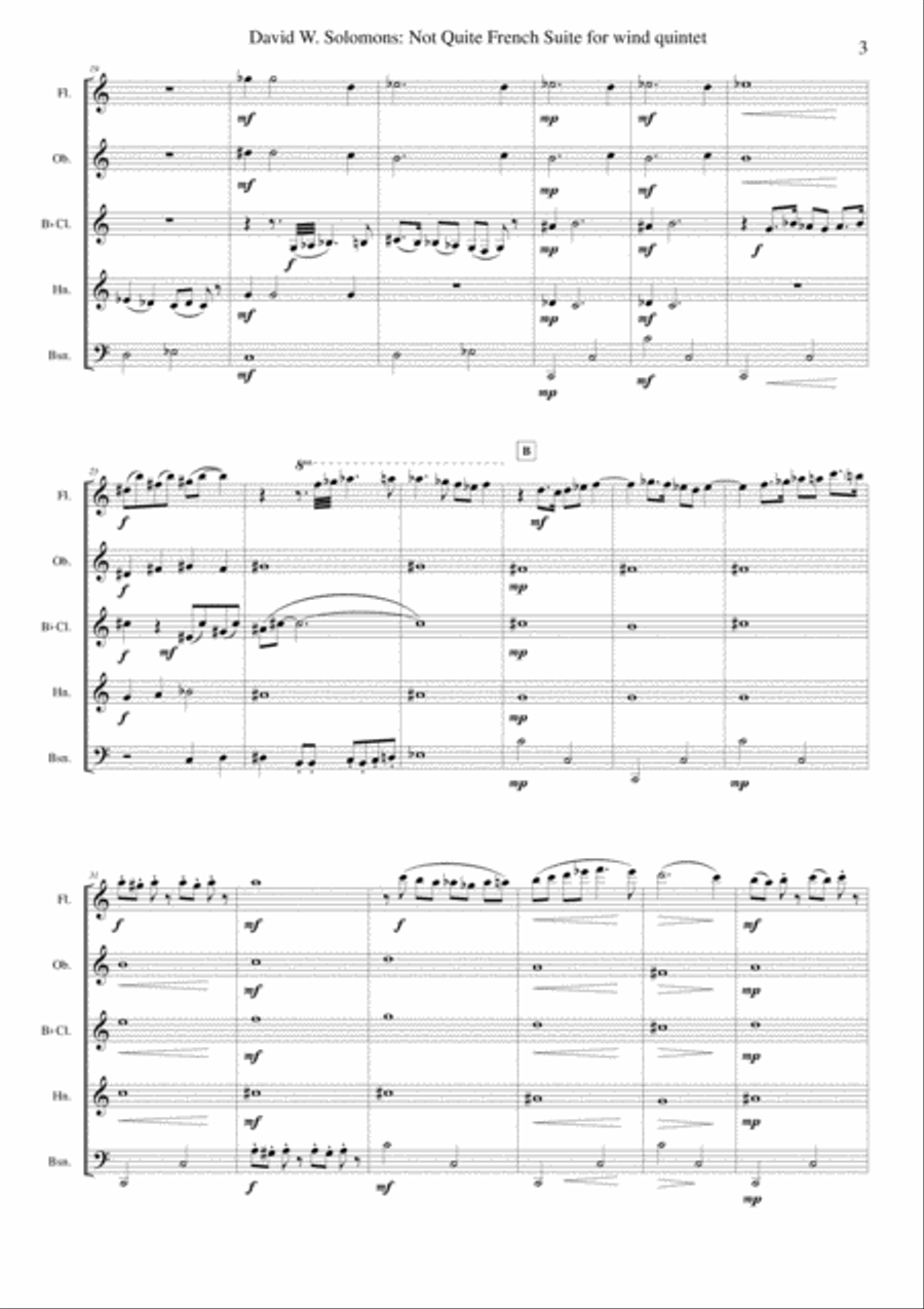 David W. Solomons: Not Quite French Suite for wind quintet Woodwind Quintet scores gallery preview page 3
