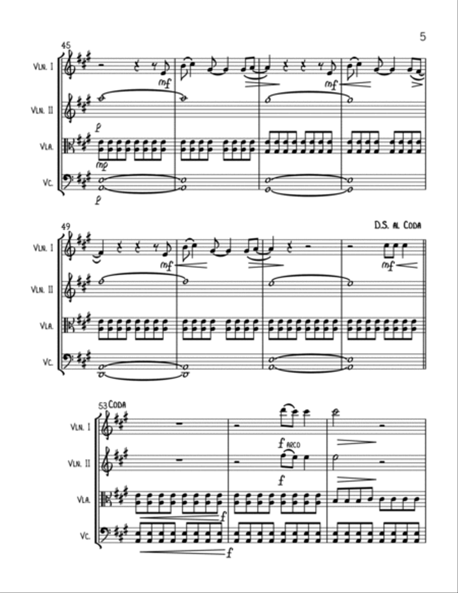 Chasing Cars String Quartet scores gallery preview page 5