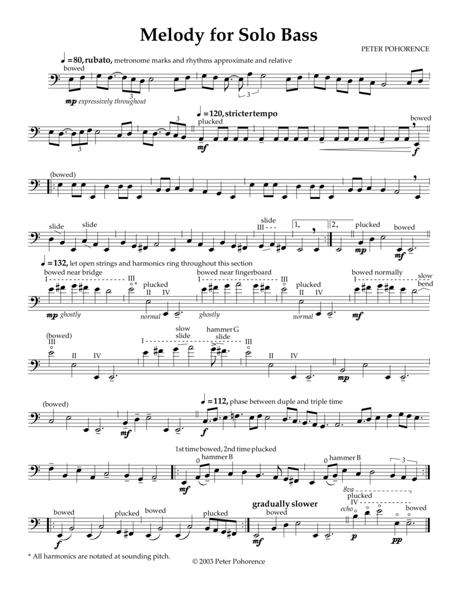 Melody for Solo Bass Chamber Music scores gallery preview page 1
