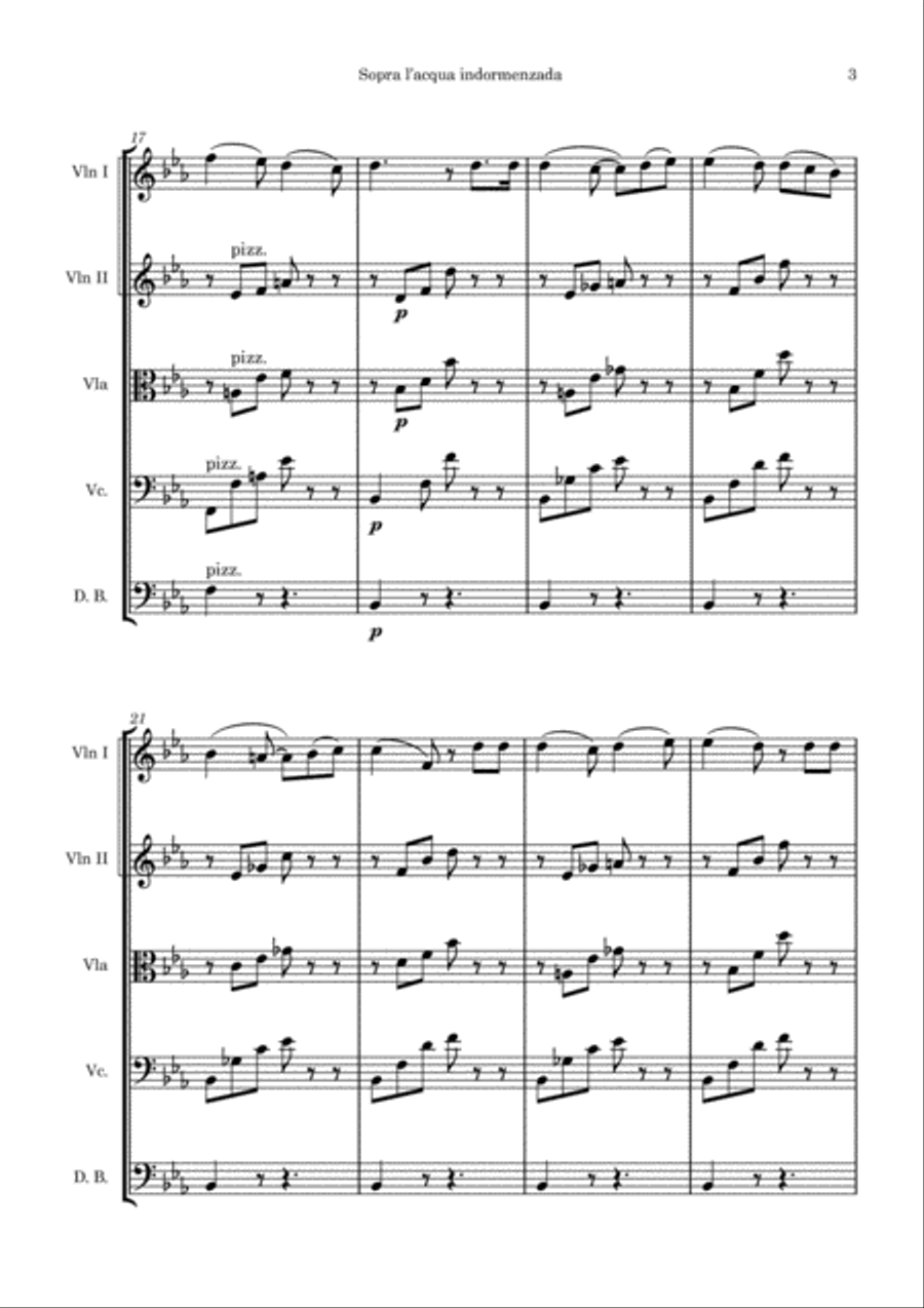 Reynaldo Hahn - Sopra l'acqua indormenzada String Orchestra scores gallery preview page 3