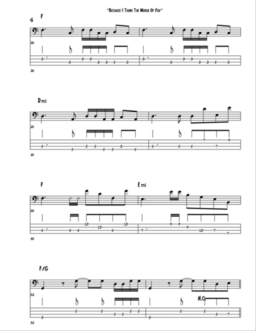 Because I Think The World Of You Bass Guitar scores gallery preview page 4