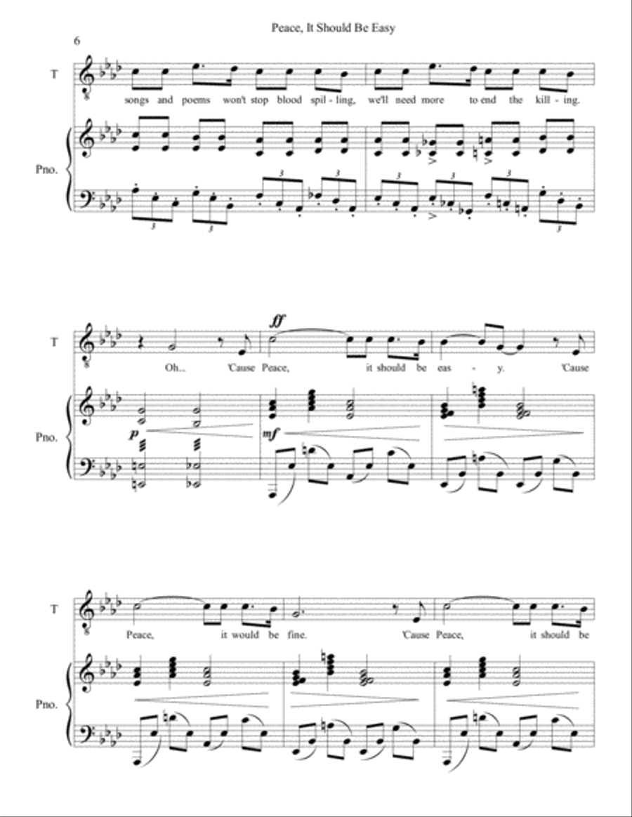 Peace, It Should Be Easy Tenor Voice scores gallery preview page 6