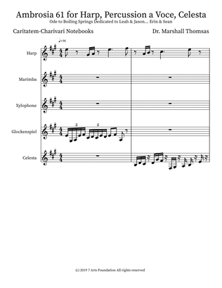 Ambrosia 61 for Harp, Percussion a Voce, Celesta