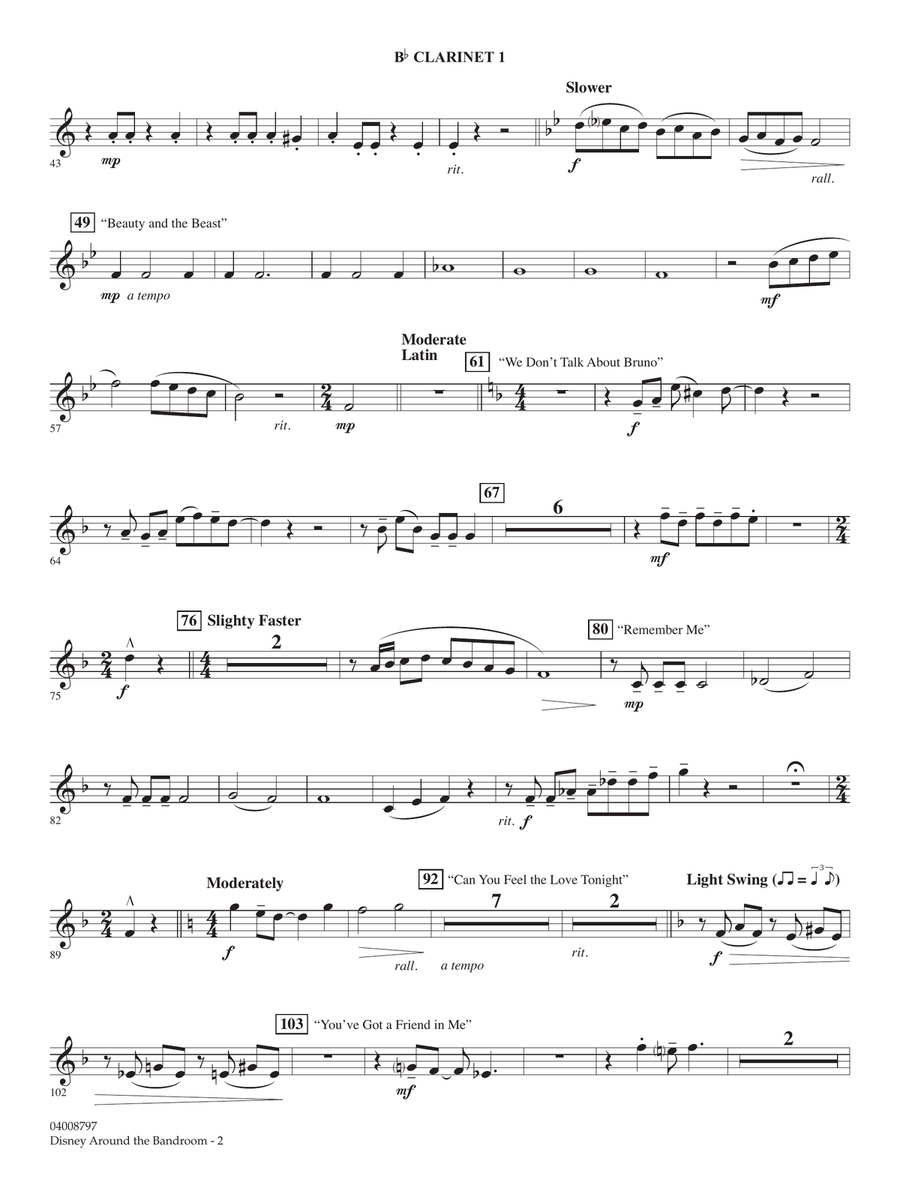 Disney Around the Bandroom - Bb Clarinet 1 Concert Band scores gallery preview page 2