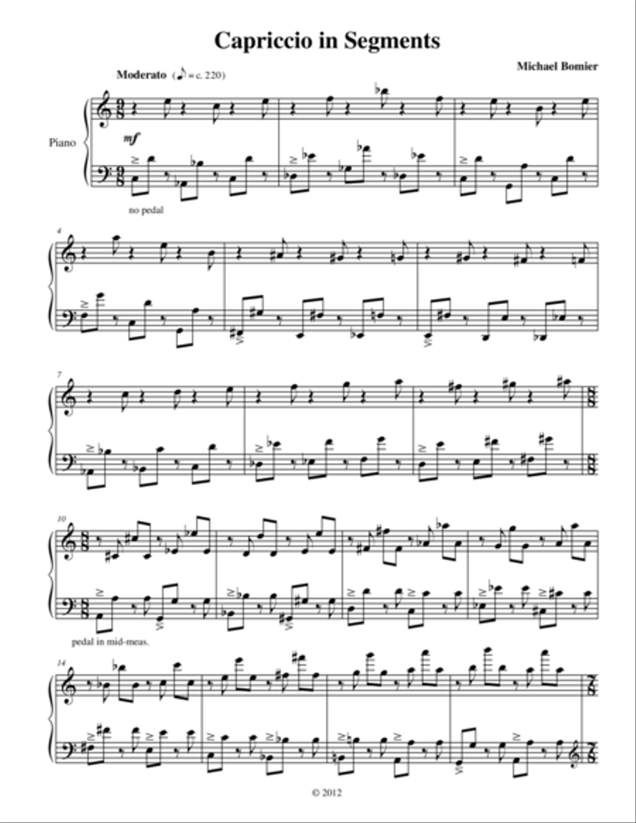 Capriccio in Segments from Nine Character Pieces Piano Solo scores gallery preview page 1