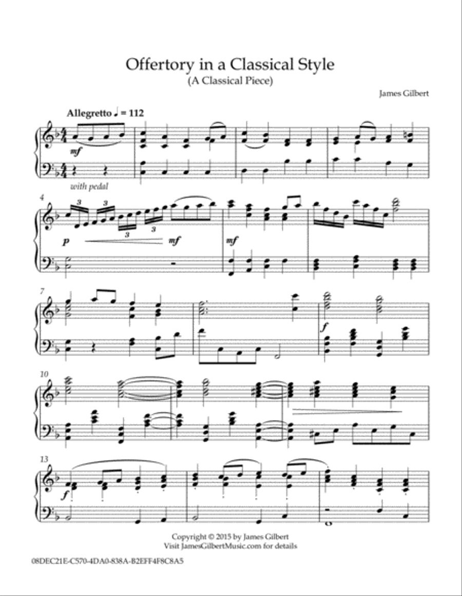Offertory In A Classic Style Piano Solo scores gallery preview page 3