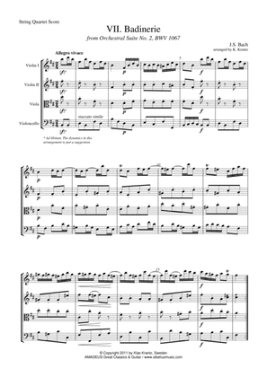 Book cover for Badinerie Suite 2 BWV 1067 for string quartet
