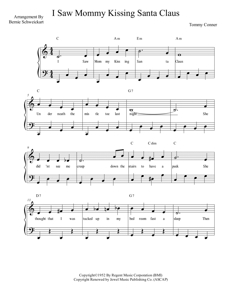 I Saw Mommy Kissing Santa Claus Voice scores gallery preview page 1