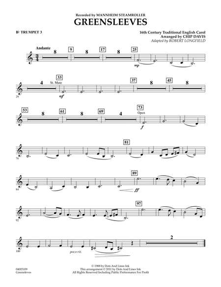 Greensleeves - Bb Trumpet 3