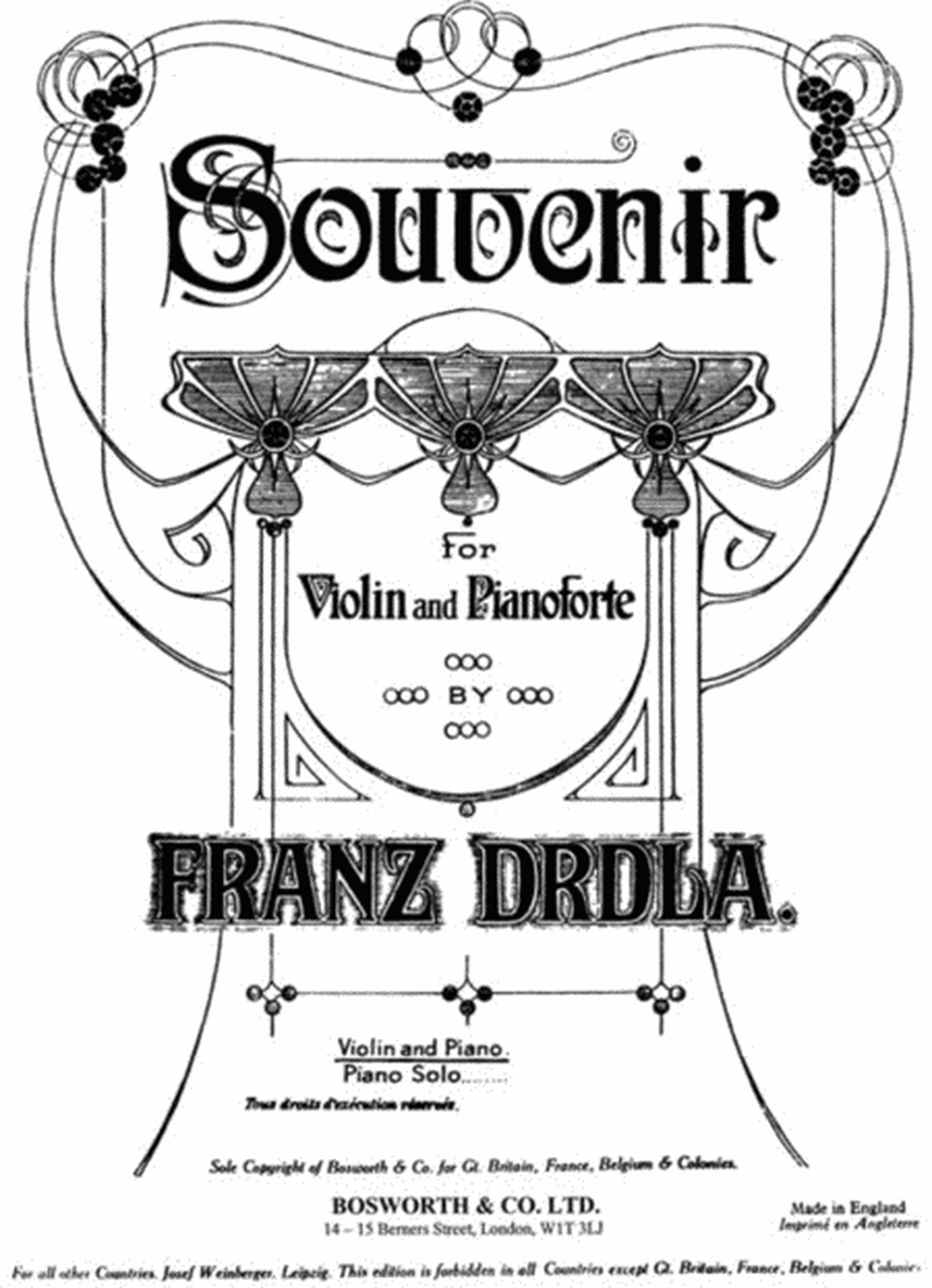 Drdla - Souvenir For Violin/Piano