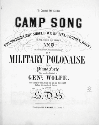 Book cover for Camp Song. Why, Soldiers, Why Should We Be Melancholy, Boys
