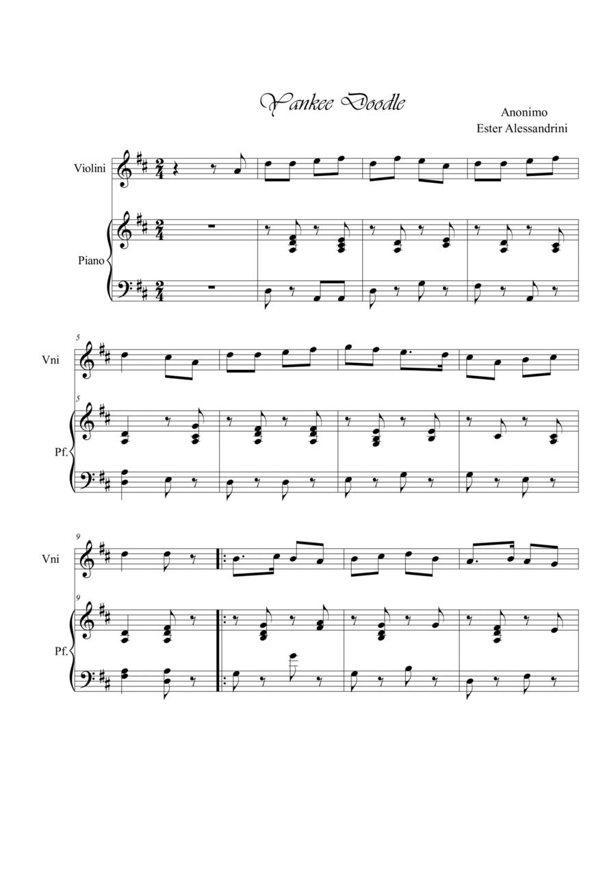 Yankee Doodle. Violin and piano Violin Solo scores gallery preview page 1
