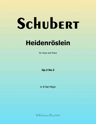 Book cover for Heidenröslein, by Schubert, in B flat Major