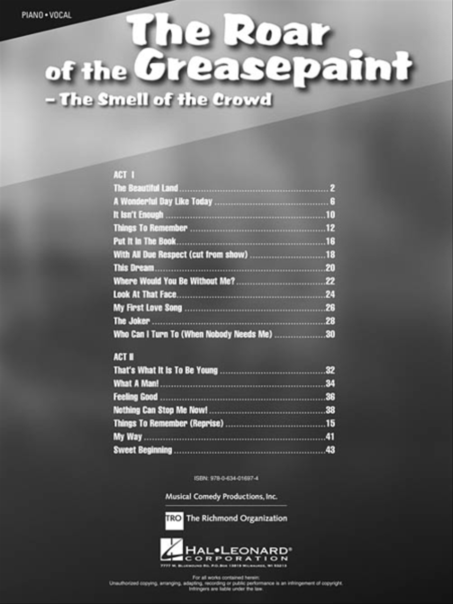 The Roar of the Greasepaint, the Smell of the Crowd Piano, Vocal, Guitar scores gallery preview page 3