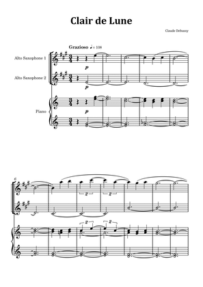 Clair de Lune by Debussy - Alto Saxophone Duet with Piano
