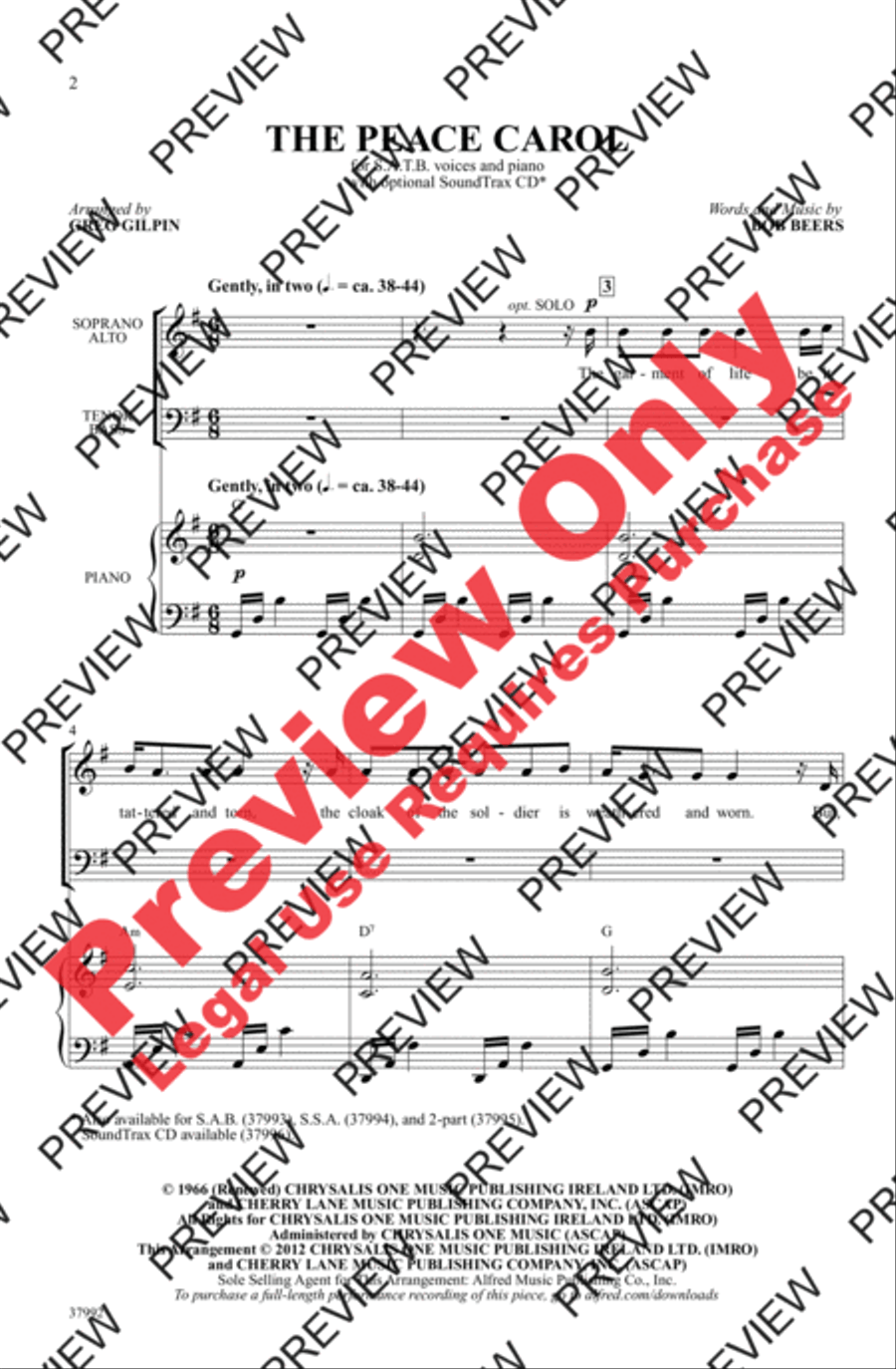 The Peace Carol 4-Part scores gallery preview page 2