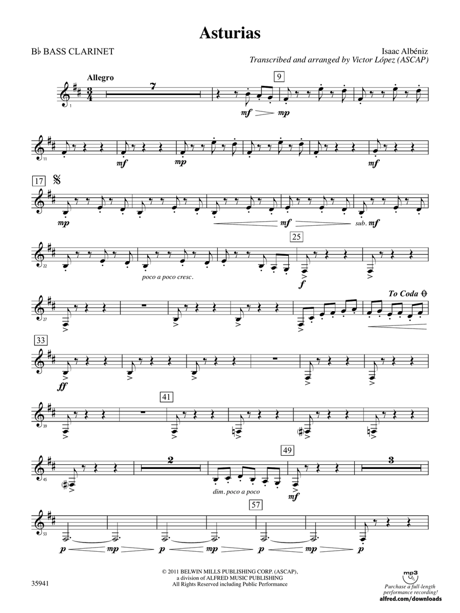 Asturias: B-flat Bass Clarinet