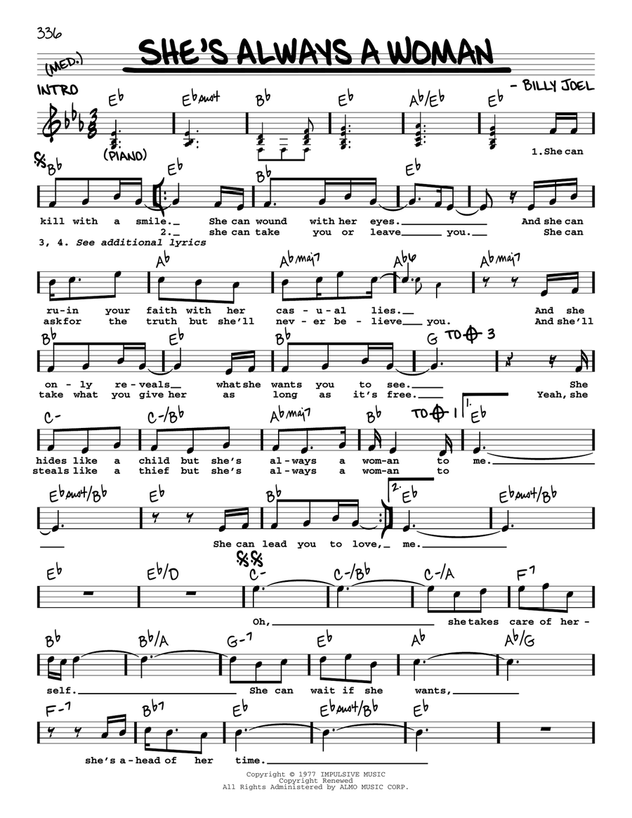 She's Always A Woman Voice scores gallery preview page 1