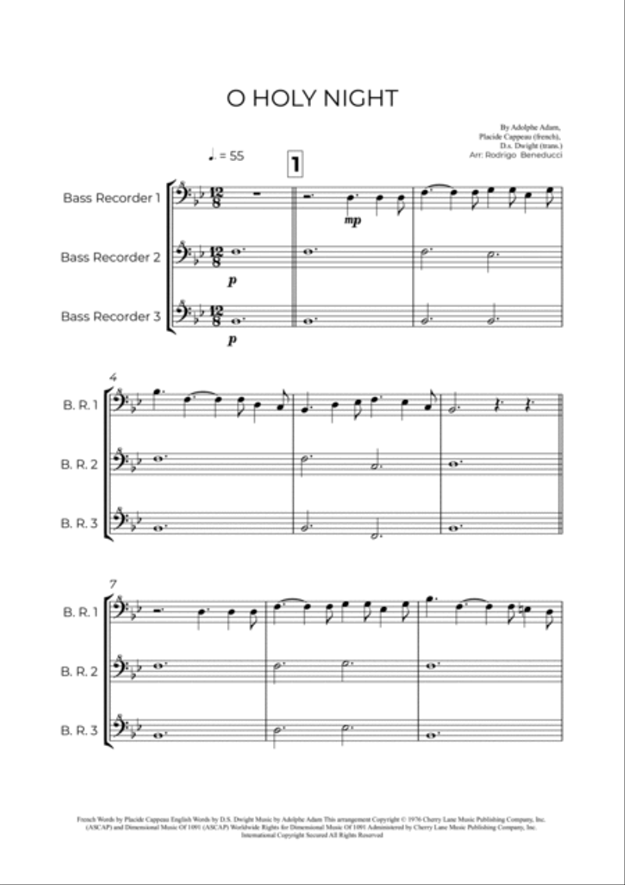 O Holy Night Bass Recorder scores gallery preview page 2