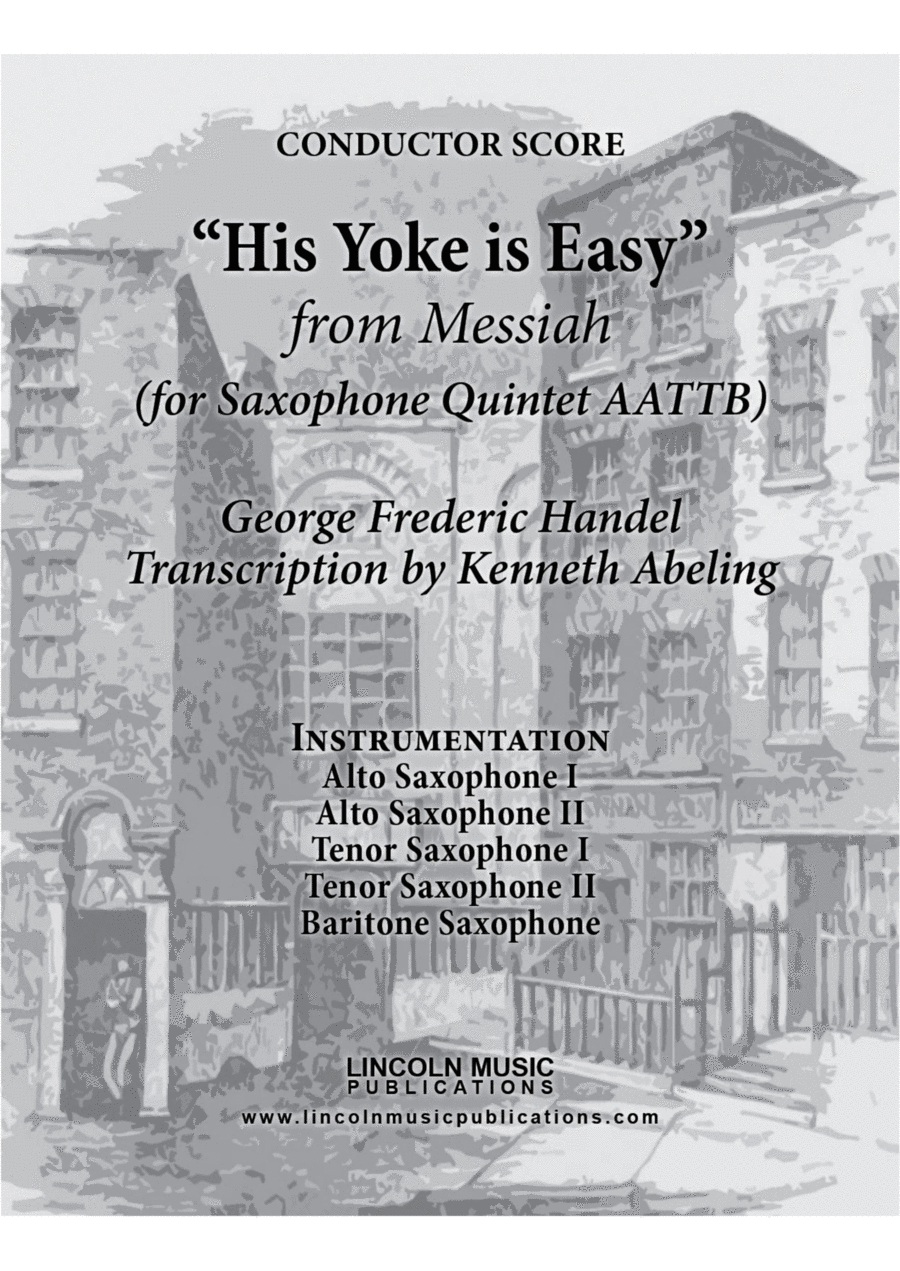 Handel – His Yoke is Easy from Messiah (for Saxophone Quintet AATTB) Saxophone Quintet scores gallery preview page 1