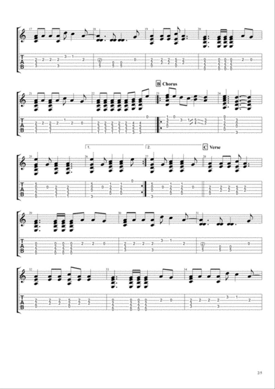 Rock The Casbah Guitar Tablature scores gallery preview page 2