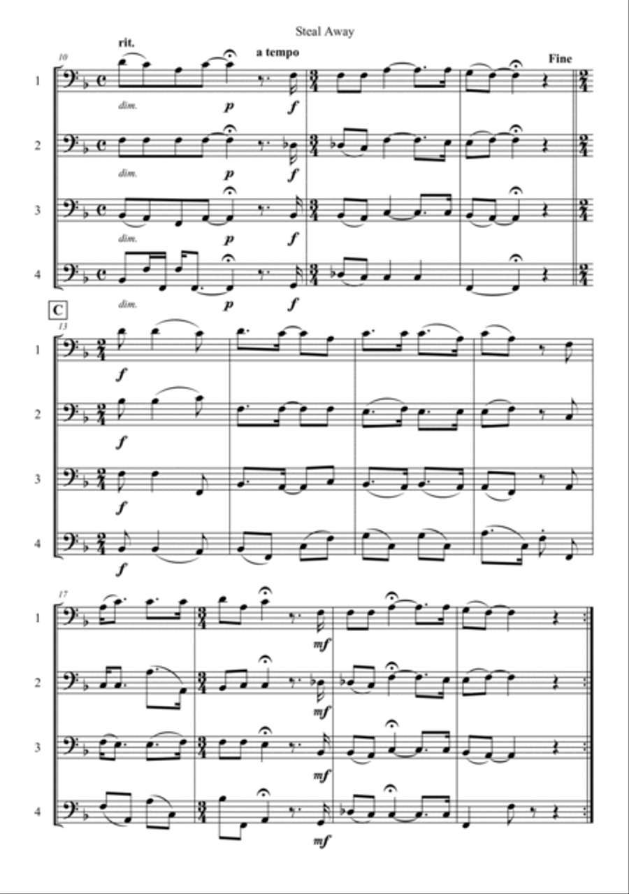 Steal Away Woodwind Quartet scores gallery preview page 2