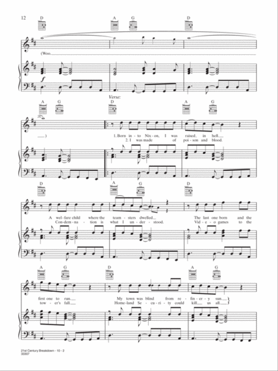 21st Century Breakdown Piano, Vocal, Guitar scores gallery preview page 2