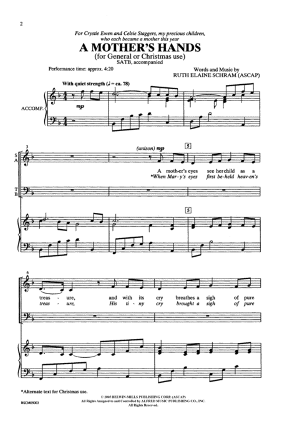 A Mother's Hands 4-Part scores gallery preview page 2