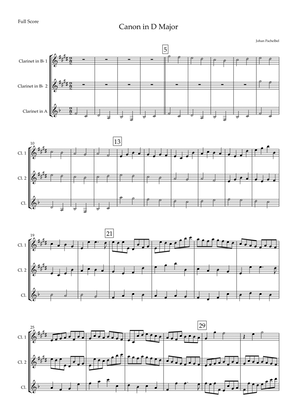 Canon in D Major (Johann Pachelbel) for Clarinet Trio
