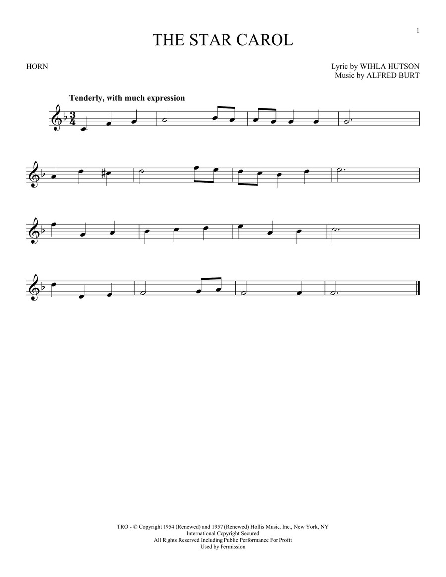 The Star Carol The Star Carol Horn Solo scores gallery preview page 1