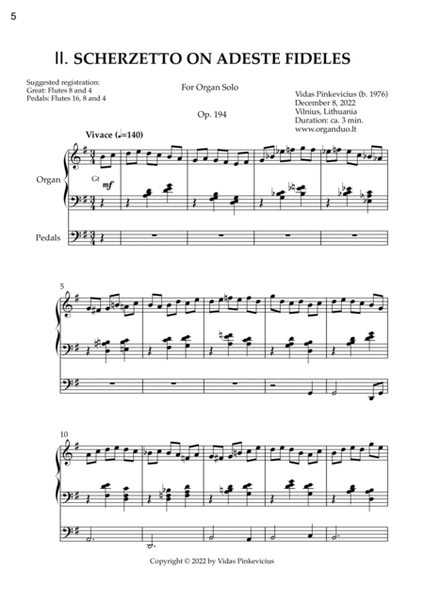Adeste fideles Suite (Organ Solo) by Vidas Pinkevicius