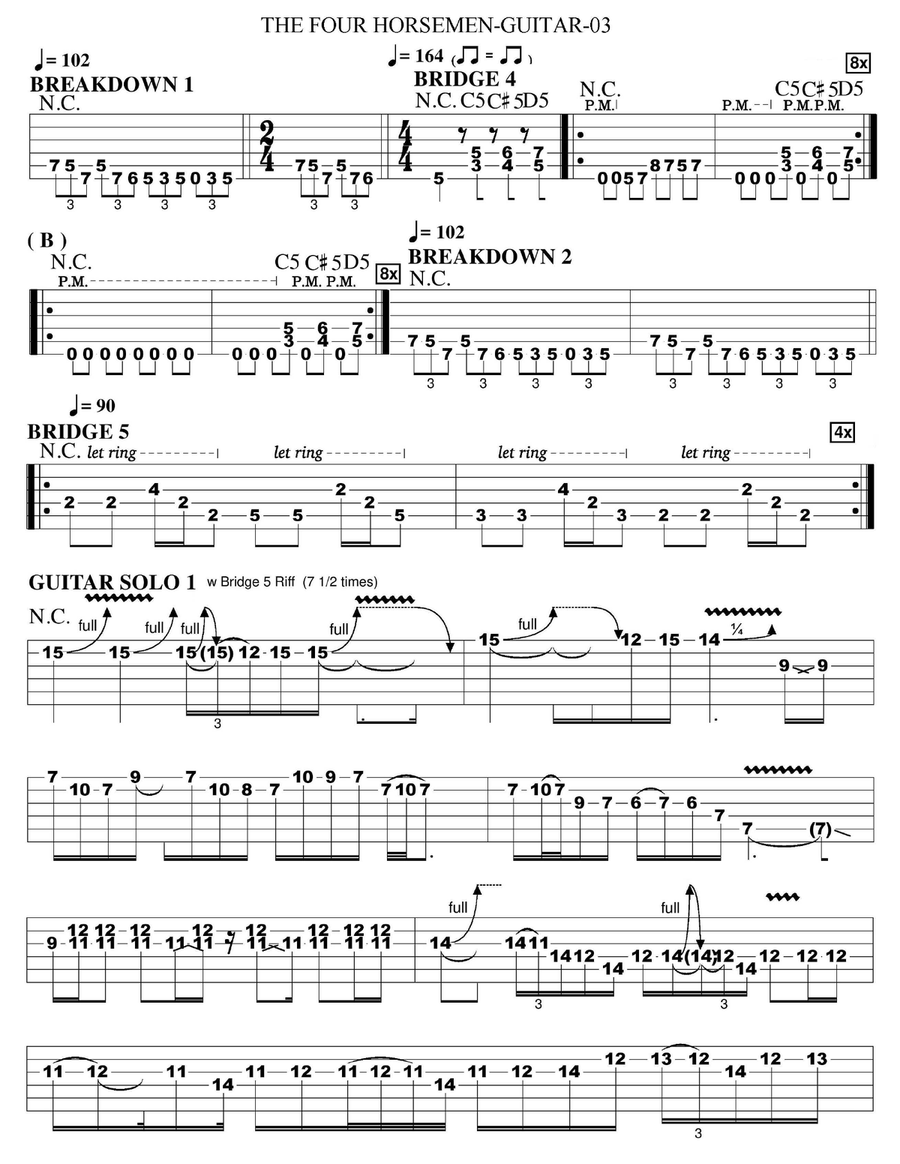 The Four Horsemen Electric Guitar scores gallery preview page 3