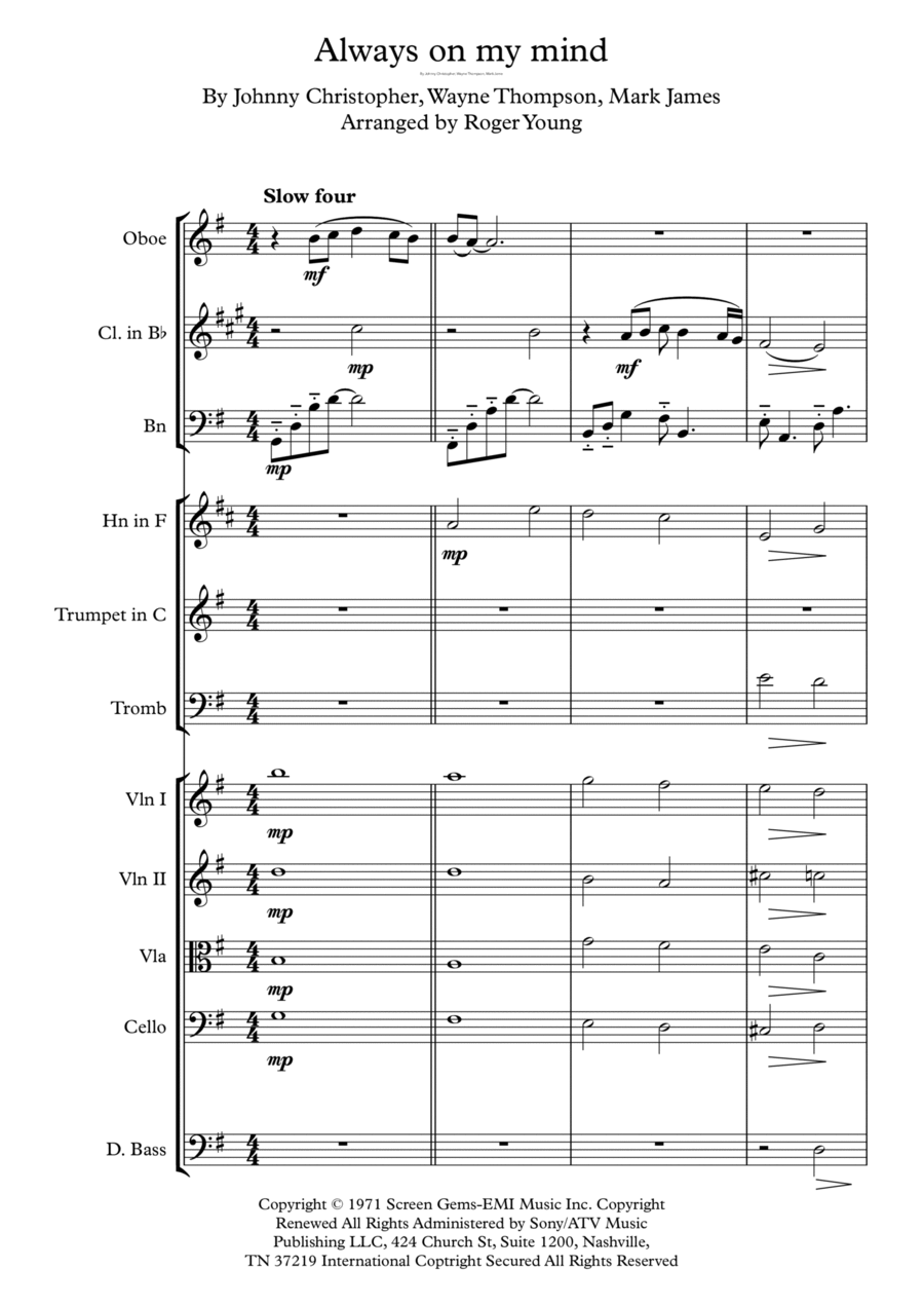Always On My Mind Always On My Mind Chamber Orchestra scores gallery preview page 1