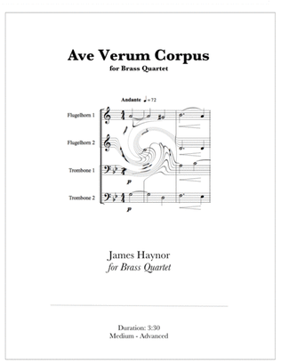 Book cover for Ave Verum Corpus for Brass Quartet