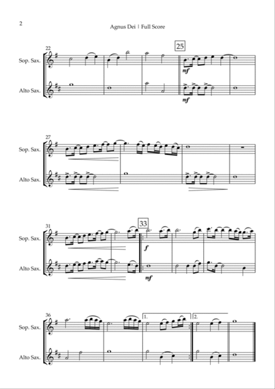 Agnus Dei Soprano Saxophone scores gallery preview page 2